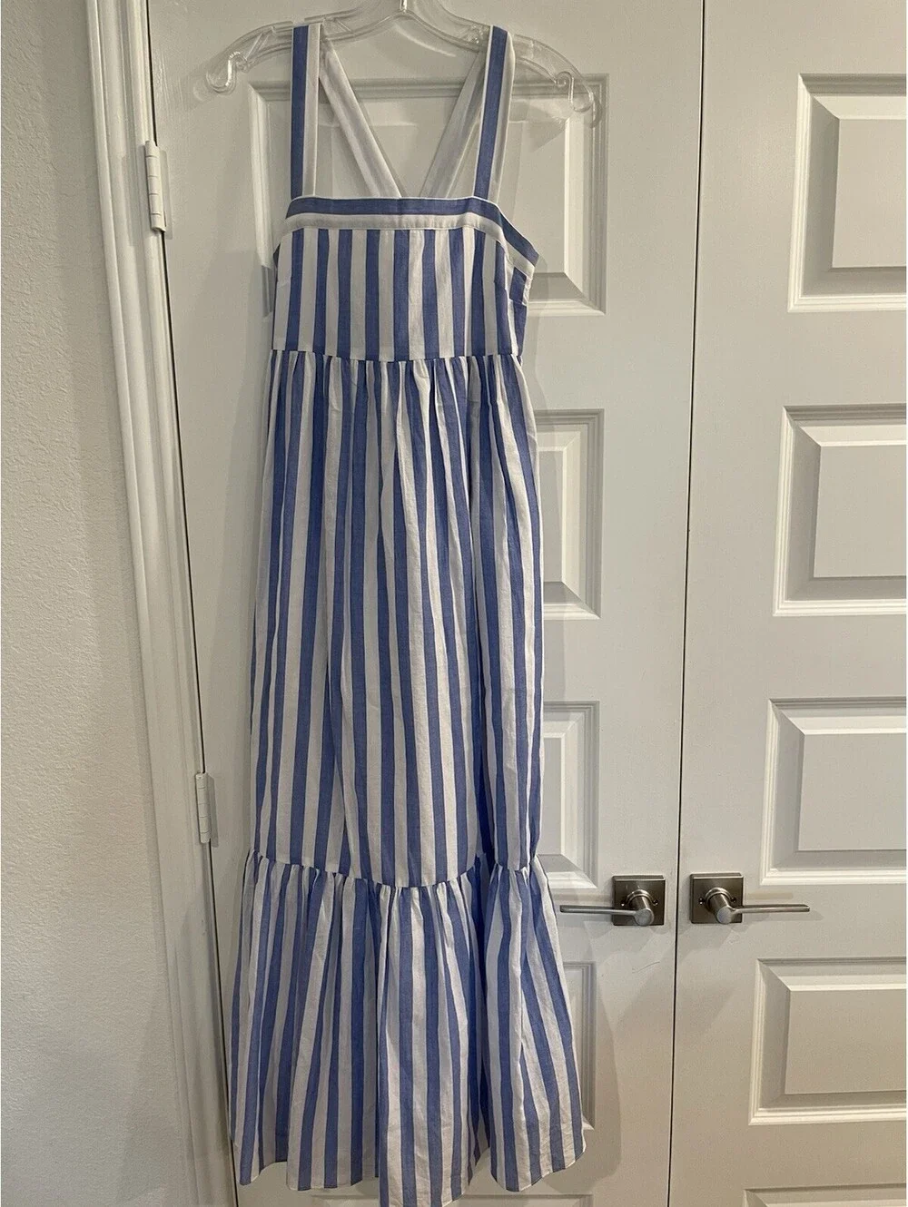 English Factory Sleeveless Shirred Dress Size XS classic striped flowy